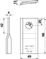 Messerklinge re. 98x49x4 mm