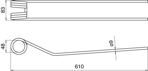 Pöttinger Federzinke TOP Ø 9,0mm, L=577mm  