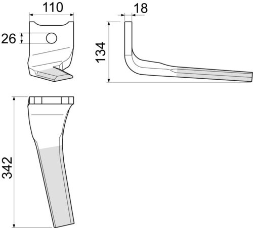 Pöttinger Zinke li. 18x342 mm DURASTAR  