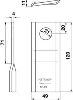 Messerklinge re. 120x49x4 mm